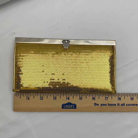 Vintage Gold Sequin Clutch The Metropolitan Ritz Evening Bag Party Metallic y2k - Picture 9 of 12